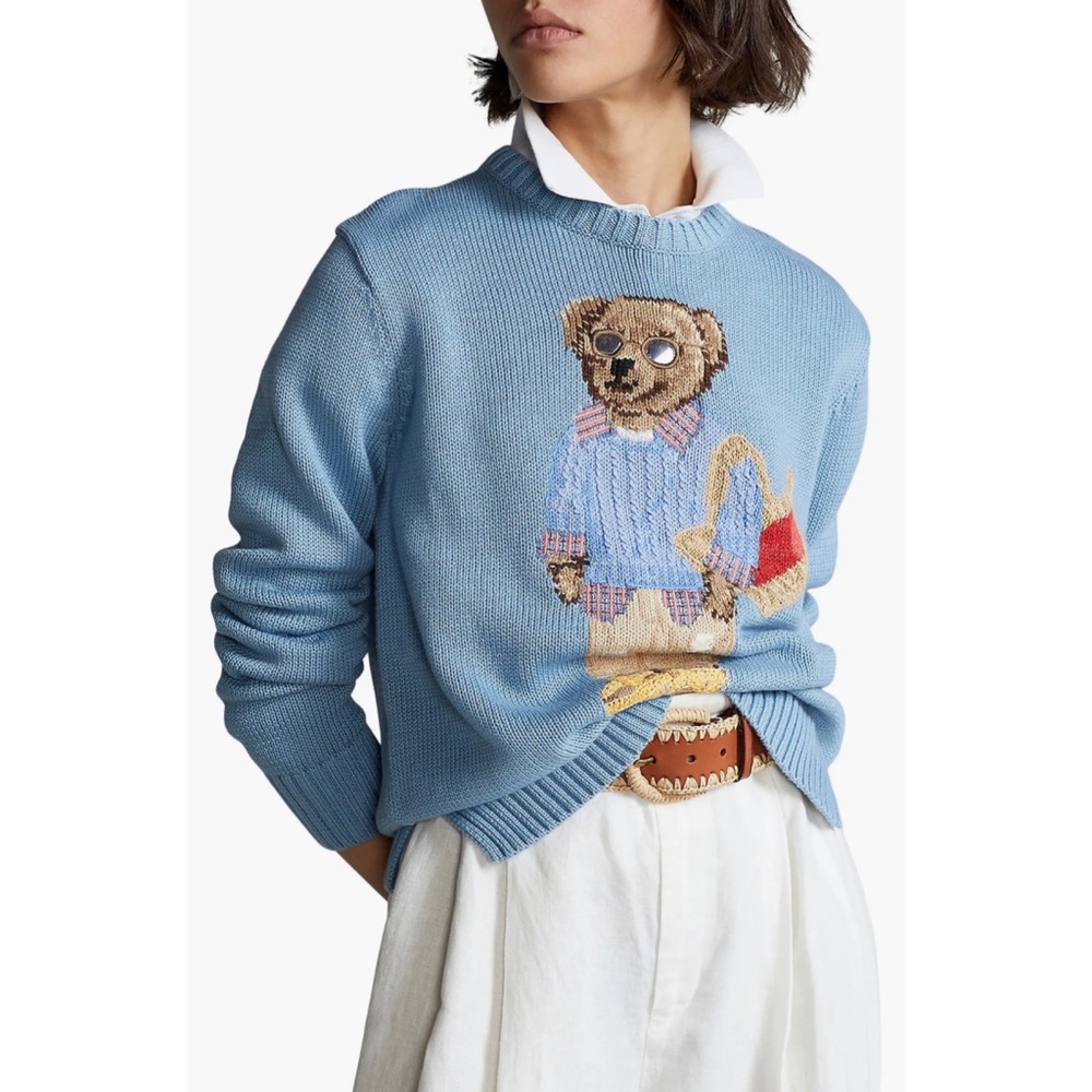 Ralph Lauren Light Blue Bear Intarsia Sweater